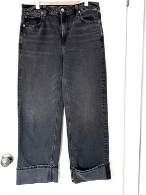 American Eagle Black Washed Wide Leg Jeans